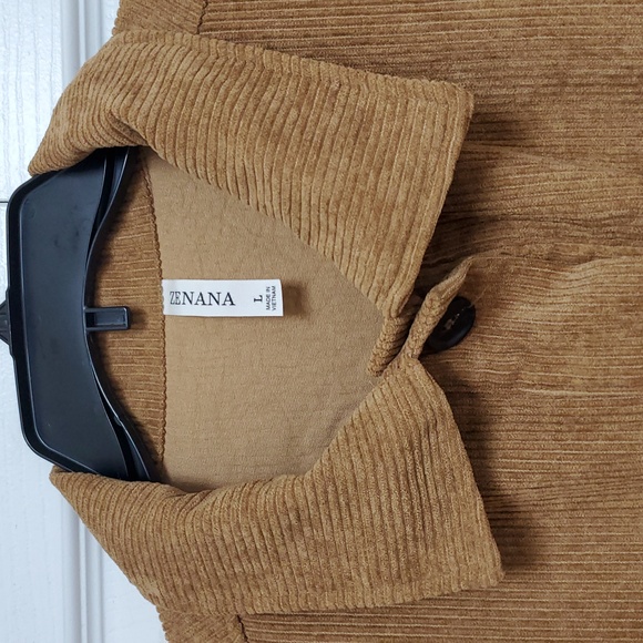 Zenana Corduroy Shacket/Camel - Picture 2 of 12